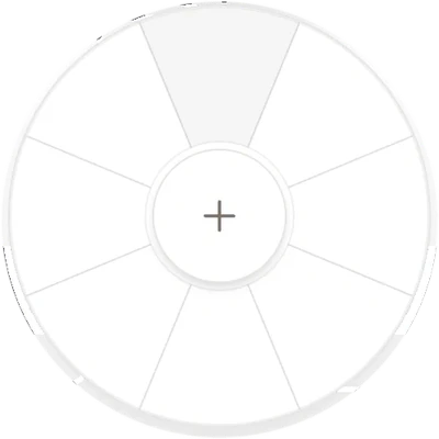 The stamp wheel: your eight most recent stamps around a plus button